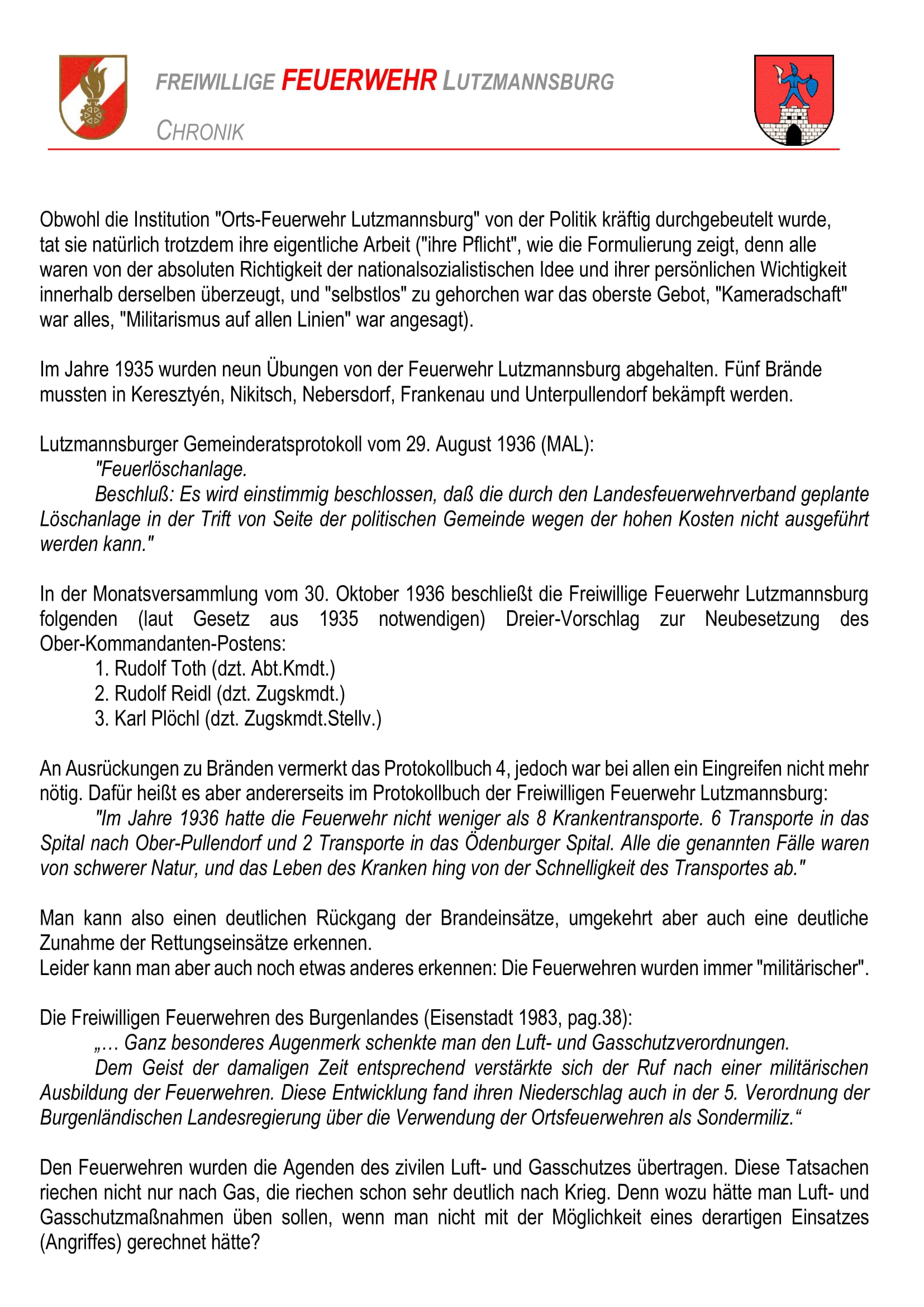 Die Feuerwehr im Nationalsozialismus | Feuerwehr Lutzmannsburg Teil 5